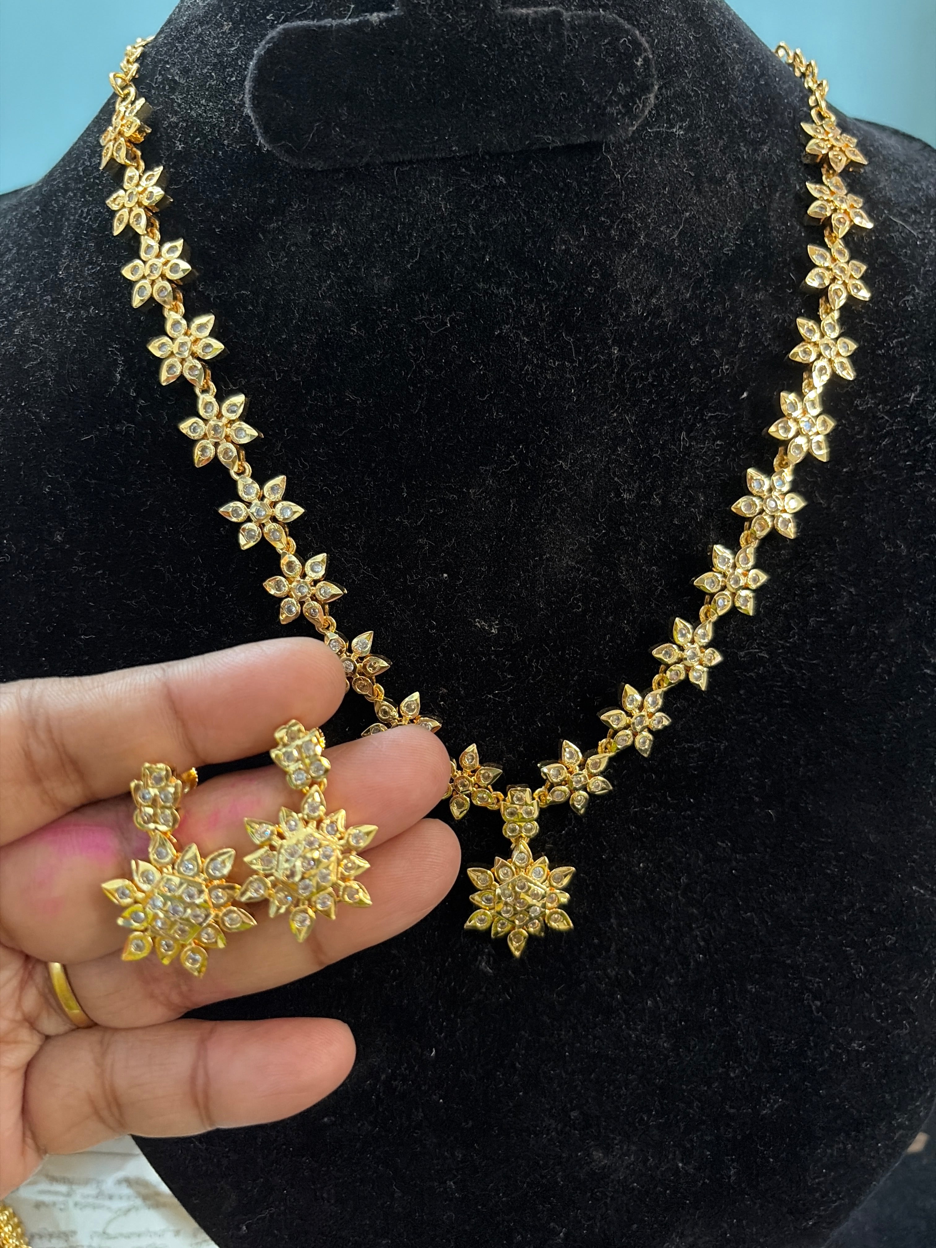 Impon stone necklace, and earring